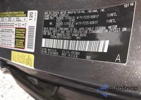 2015 Toyota Sienna Xle Premium 8 Passenger z USA, uszkodzony, nr VIN 5TDYK3DC5FS564963